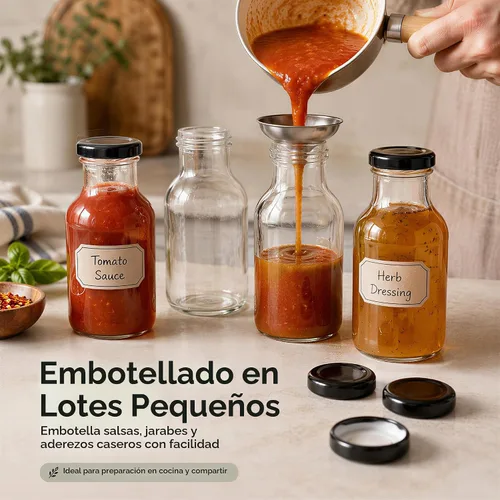 Vista 6 de Kingrol Paquete de 16 botellas de 8 onzas para salsa picante con tapas de rosca a prueba de fugas, botellas de vidrio de boca ancha con tapas