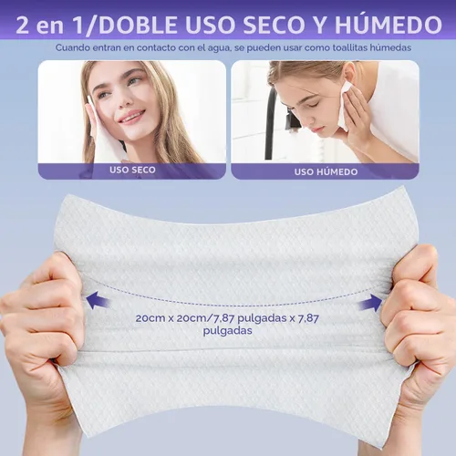 Vista 5 de Toalla Facial Desechable 100 Unidades, Toallas Faciales, Toallitas Secas de Algodón Suave, Paños Faciales para Lavado y Secado, Pañuelos Faciales