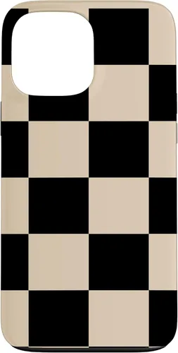 Vista 24 de Black and Beige Classic Checkered Big Checkerboard Pattern Case for iPhone 16