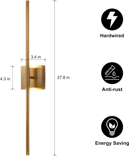 Vista 2 de Juego de 2 apliques de pared LED en oro cepillado con luz blanca cálida