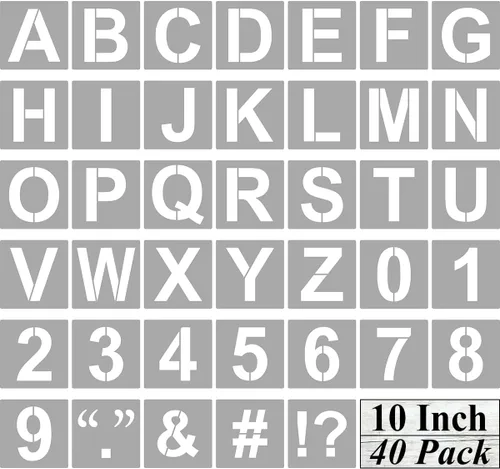 Vista 11 de Plantillas de letras y números del alfabeto de 3 pulgadas, paquete de 40 plantillas de letras y números con letreros para pintar sobre madera