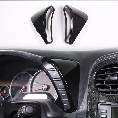 Vista 11 de Cubierta de botón de salpicadero Compatible con Chevy Corvette C6 2005-2013, marco de borde del velocímetro Cubierta de ribete de accesorios Rojo