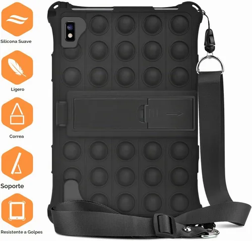 Vista 7 de DETUOSI Funda de silicona para tablet VASTKING KingPad K10 Pro, con lápiz stylus y correa para el hombro, funda protectora suave multiángulo