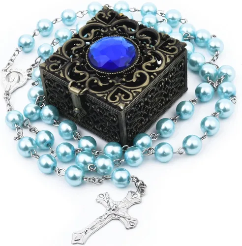 Vista 21 de First Communion Rosarys for Girls and Boys, RosaryBeads Catholic for Men, Women, Rosary Necklace as Gifts for Mother, Grandmother, Elders