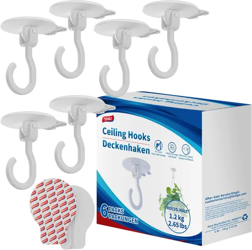 Vista 10 de TAILI Ganchos adhesivos de techo para plantas colgantes, resistentes sin taladros, ganchos de pared adhesivos extraíbles para colgar luces