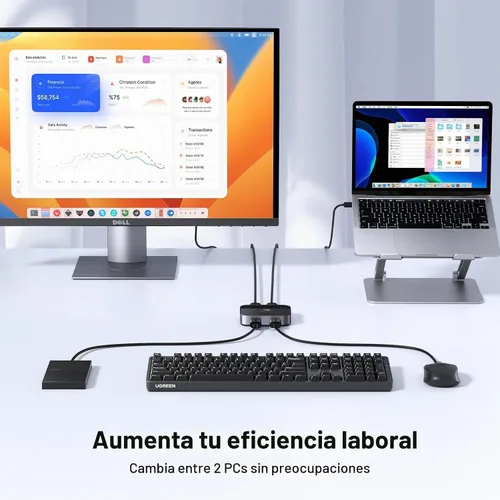 Vista 4 de UGREEN Interruptor USB 3.0 2 en 2 salidas, conmutador USB 2 computadoras para compartir teclado y mouse impresora escáner cámara web, divisor