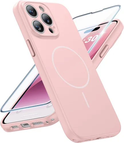 Vista 11 de FNTCASE Funda para iPhone 14 Pro Max color azul: [compatible con Magsafe] Funda magnética mate sólida con [protección completa de la cámara]