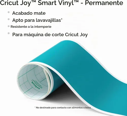 Vista 2 de Vinilo permanente inteligente Cricut Joy, Aqua - Rollo de 4 pies (5.5' x 48'), acabado mate - Compatible con la máquina Cricut Joy, corte sin
