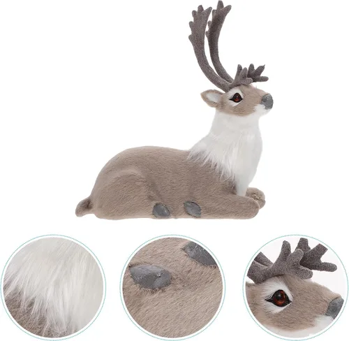 Vista 8 de HOMSFOU Figuras de reno de Navidad Figuras realistas de ciervos
