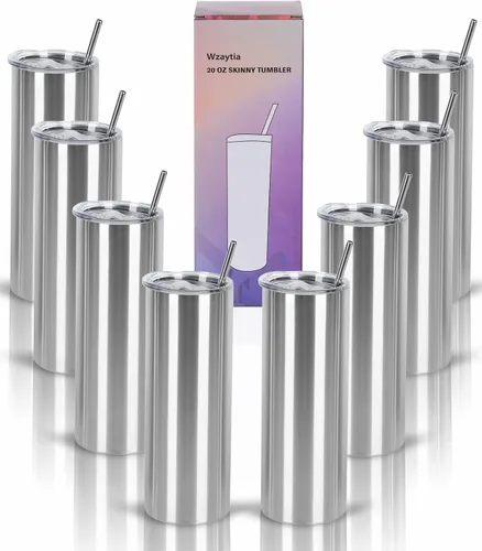 Vista 22 de Paquete de 4 vasos delgados de 20 onzas, juego de vasos delgados de acero inoxidable en caja de regalo individual, 20 onzas de capacidad, vaso