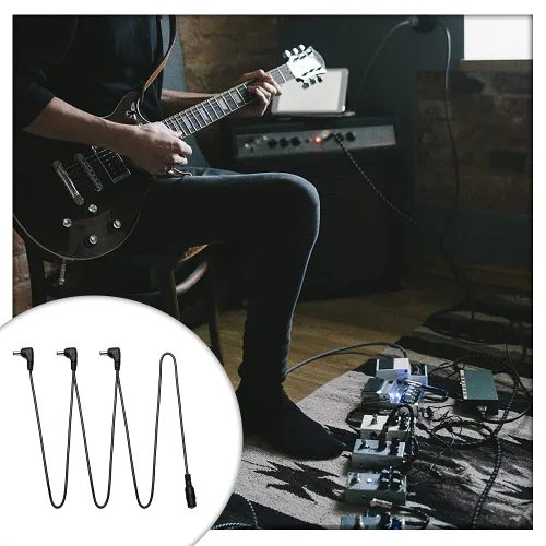 Vista 8 de 3 maneras Daisy Chain Power Guitar Pedal Board adaptador de fuente de alimentación Daisy Chain Cable para pedales de efectos de guitarra