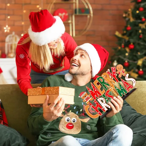 Vista 6 de Decoración de Navidad con Pan de Jengibre, Centros de Mesa de Feliz Navidad, Letrero de Hombre de Jengibre de Madera, Decoración de Puerta/Pared