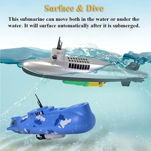 Vista 3 de Juguete de baño submarino eléctrico, divertido modelo de submarino militar, juguete flotante de agua para niños (8821)
