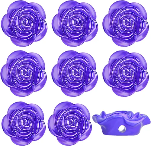 Vista 10 de 100 cuentas espaciadoras de rosas de plástico ABS con forma de flor de rosa, cuentas de rosas lindas, accesorios para adornos para manualidades, Azul