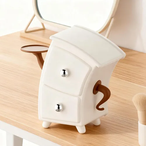 Vista 5 de Cosmetic Puff Organizer Drawer, Makeup Box, Dustproof Makeup Organiser, Cosmetic Dressing Table Organiser