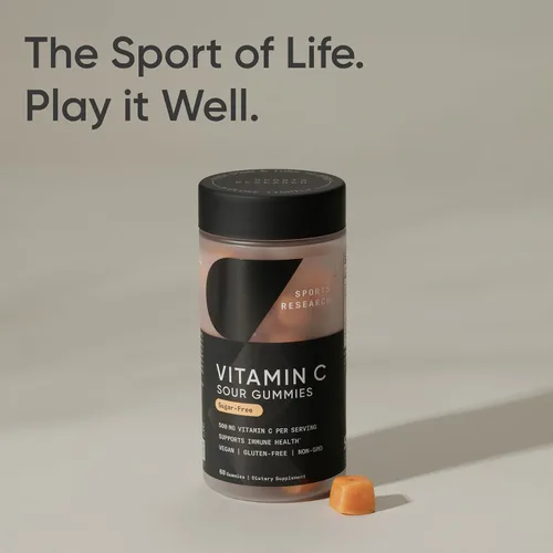 Vista 9 de Sports Research® Gomitas de vitamina C 500 mg de vitamina C Sin azúcar, sin gelatina, certificadas veganas y probadas sin OGM Apoyo inmune