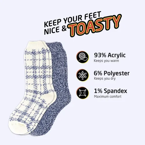 Vista 2 de HOT FEET Calcetines térmicos para mujer Calcetines cálidos y gruesos aislados para el clima frío de invierno, lindos calcetines cálidos coloridos