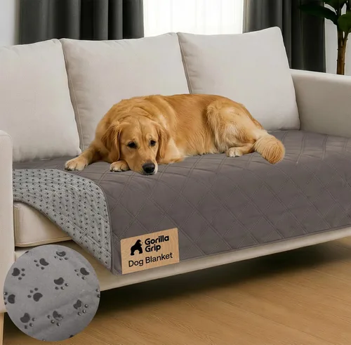Vista 37 de GORILLA GRIP® Manta impermeable para perro, funda de sofá a prueba de fugas para perros, parte trasera de agarre de silicona, protege el sofá