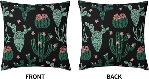 Vista 2 de Fundas de almohada de cactus lindos de 18 x 18 pulgadas, fundas de almohada decorativas de plantas verdes, fundas de almohada decorativas para sofá