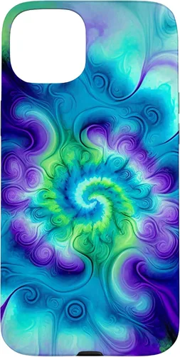 Vista 9 de Tie Dye Colorido Azul Cian Púrpura Verde Diseño Caso para iPhone 17