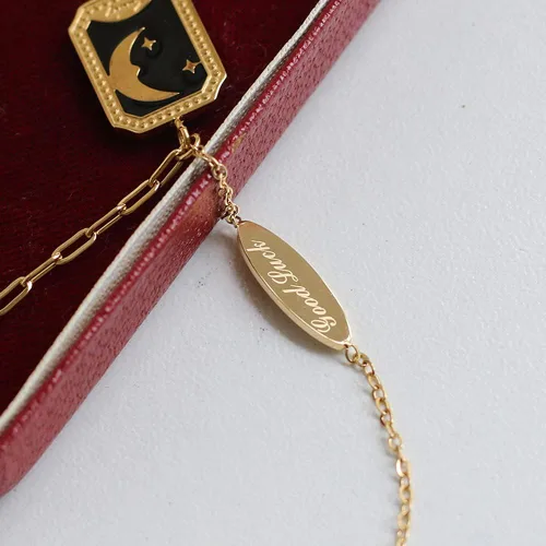 Vista 3 de MODAGIRL Collar con colgante rectangular de acero inoxidable chapado en oro de 18 quilates con estrella de luna y cadena de clavícula esmaltada