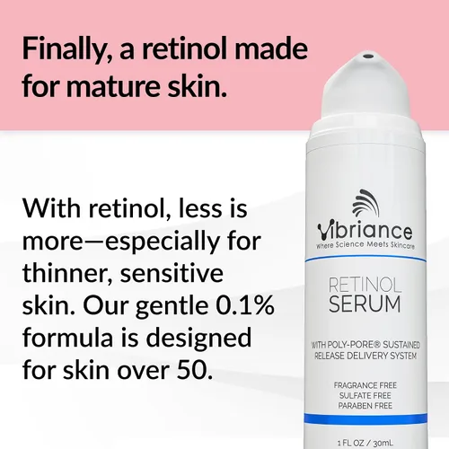 Vista 2 de Vibriance Suero de retinol para la cara, reduce la apariencia de arrugas profundas y poros grandes, mejora el tono, mejora la tez, crema de noche
