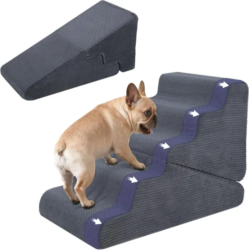 Vista 13 de Rampa para perros para cama, escaleras extra anchas de 20 Beige