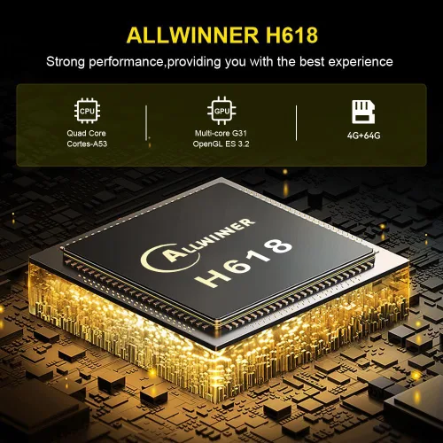 Vista 2 de HK1 Android TV Box 2026, Android 12.0 TV Box con 8K Decodificación 4GB RAM 32GB ROM Allwinner H618 Quad-Core, 2.4GHz/5.0GHz WiFi6 Bluetooth 4.0+