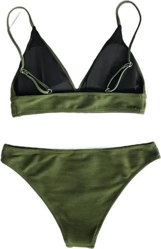Vista 5 de Bikini Set Mujeres Triángulo Sexy Dos Piezas Traje de Baño Niña Liso Playa Trajes de Baño