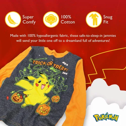 Vista 3 de Pokemon Boys' Big Snug-fit Halloween Pajamas