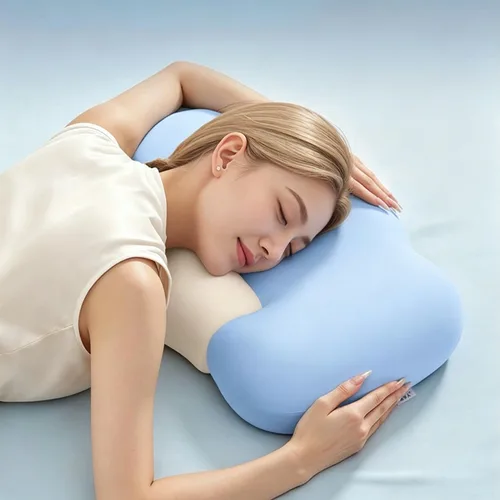 Vista 3 de Almohada cervical para aliviar el dolor de cuello, almohada ergonómica de contorno de espuma viscoelástica para dormir, almohada ortopédica de apoyo