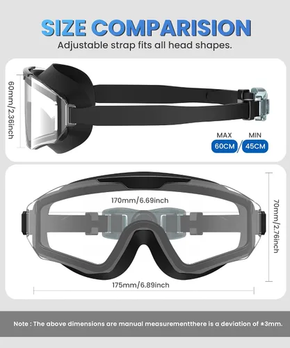 Vista 5 de Paquete de 3 gafas de natación de visión amplia, sin fugas, antiniebla, UV, gafas de natación para adultos, hombres, mujeres y jóvenes