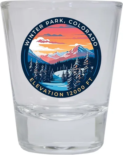 Vista 6 de Winter Park Colorado Design A Souvenir - Vaso de chupito redondo de 1.5 onzas, color naranja Naranja Individual