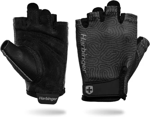 Vista 10 de Harbinger Power Gloves 3.0 - Guantes de levantamiento de pesas duraderos de medio dedo con cierre de muñeca ajustable, palma de cuero transpirable