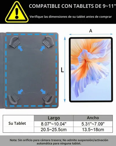 Vista 2 de Funda universal para tablet con teclado de 9, 9.7, 10.1, 10.2, 10.4, 10.5, 10.9, 11 pulgadas, con teclado Bluetooth retroiluminado de 7