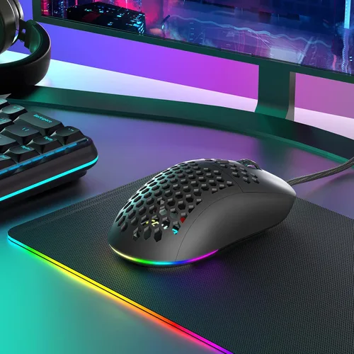 Vista 8 de DIERYA M1SE Ratón con Cable para Juegos con Carcasa de Nido de Abeja, Sensor Óptico de 12800DPI, 6 Macros Programables, Soporte de Software