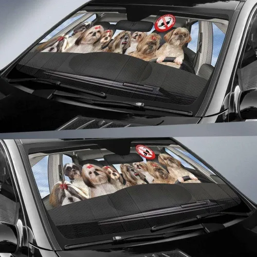 Vista 2 de Shih Tzu Not Allowed Cats 3D Dogs Print - Parasol para automóvil, regalo divertido para los amantes de los perros Shih Tzu, para regalo