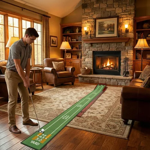 Vista 6 de Golf Putting Green Indoor - Practice Uphill Putts, 3-Level Adjustable Incline, Auto Ball Return and Foldable Solid Wood Base, Golf Training Aid for