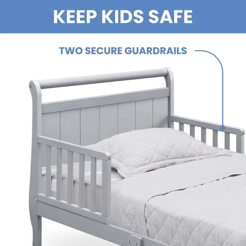 Vista 6 de Delta Children - Cama de madera estilo carruaje para niños pequeños, color gris