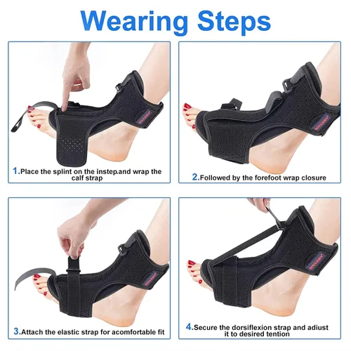 Vista 3 de Férula nocturna para fascitis plantar, soporte ortopédico ajustable para fascitis plantar, dorsal mejorado para un alivio eficaz de la fascitis