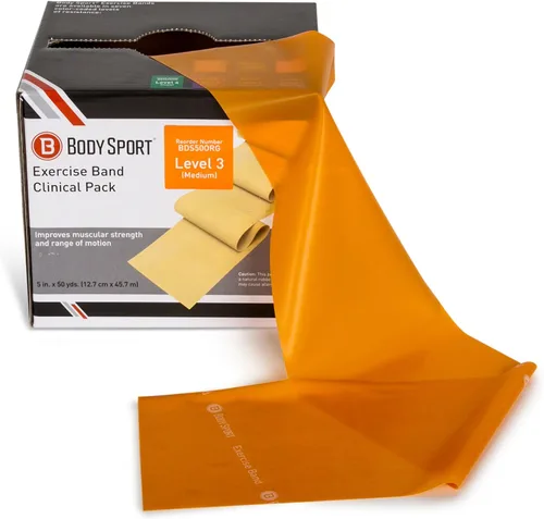 Vista 8 de Body Sport Bandas de ejercicio: bandas de resistencia en rollos de 50 yardas para fitness, estiramiento o terapia física