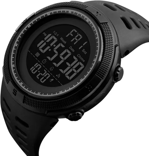 Vista 3 de Fanmis Militar esfera grande deportes día fecha digital luminoso negro silicona hombres mujeres reloj de pulsera, Negro -, Digital, movimiento