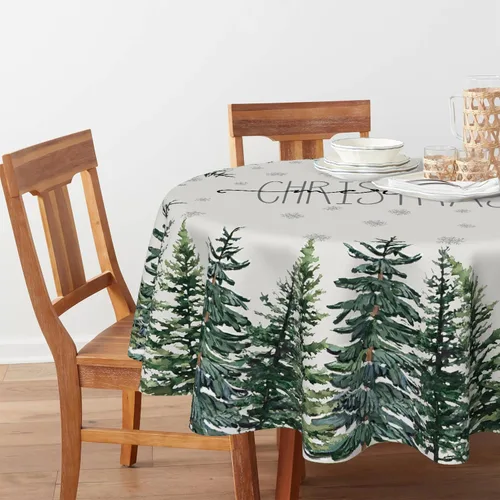 Vista 20 de Horaldaily Mantel de Navidad rectangular de 52 x 70 pulgadas con árboles de Beige