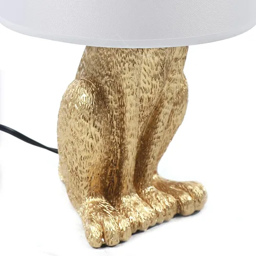 Vista 7 de Lámpara de conejo LED dorada moderna con bombilla E27, accesorios de iluminación de mesita de noche para oficina, sala de estar, comedor
