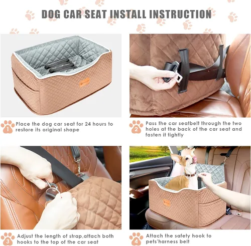 Vista 7 de AlfaTok Asiento de automóvil para perro, refuerzo de espuma viscoelástica para perros medianos de hasta 45 libras, cama de viaje elevada desmontable