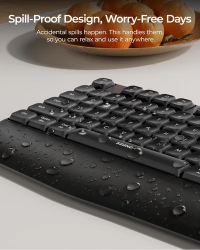 Vista 8 de Seenda COE200 - Combo de teclado y mouse inalámbricos Bluetooth con reposamuñecas USB/Bluetooth multi-device switching, quiet clicks, full