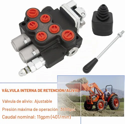 Vista 7 de [Usado] Válvula hidráulica de 2 bobinas, válvula de control direccional hidráulica, válvula de control de joystick hidráulico de 11 GPM