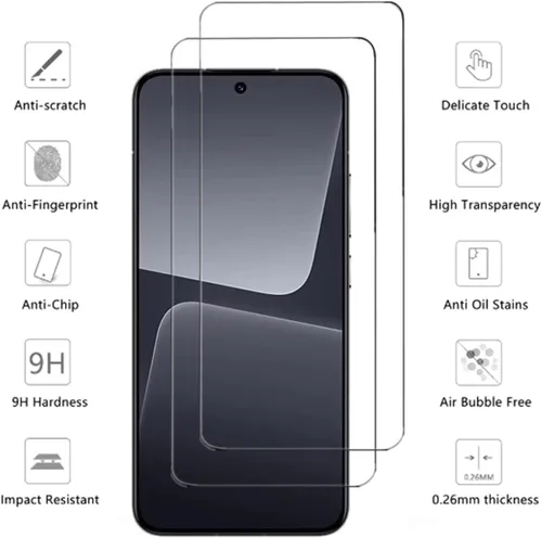 Vista 2 de Protector de pantalla transparente para Xiaomi 13 HD Vidrio templado - [Paquete de 2] 9H Dureza Compatible con fundas Anti-arañazos Protector