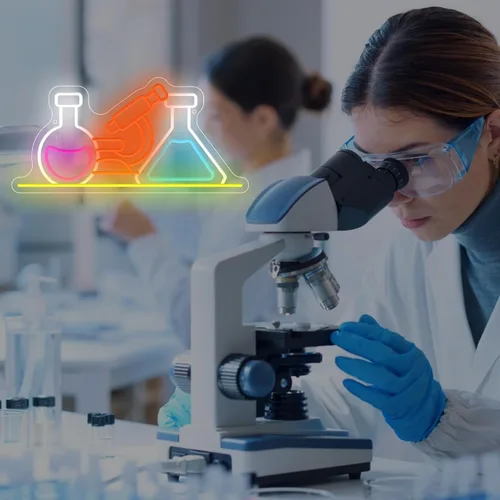 Vista 6 de Letrero de neón de laboratorio científico, luces de neón para decoración de laboratorio de química, letreros de luz LED alimentados por USB