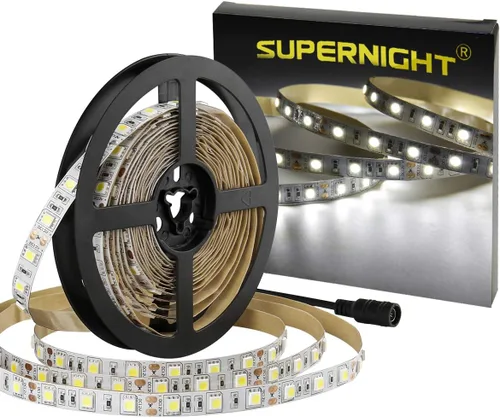 Vista 9 de SUPERNIGHT tira de luz LED, 16.4ft/5M SMD 5050 60Leds/M azul impermeable LED flexible Flash 300 LEDs cuerda luces